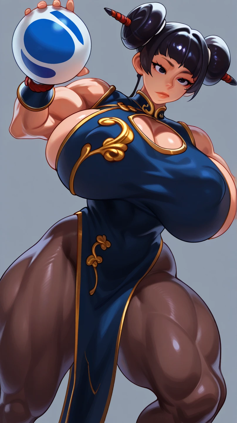 Chun-li, 40_years_old, mature looking woman, MILF, (1girl), solo:1.4, portrait of chun-li, (brown_eyes, short_hair, brown_hair, double_bun), oppai, masterpiece, best quality, ultra-detailed, illustration, epic lighting, cinematic composition, red hair clip, oppai proportions, hyper-realistic anime, japanese goddess, highly detailed, cleavage, nipple outline, shiny skin, perfect body, perfect face, hyperrealistic full figure , full nude, pussy detailed