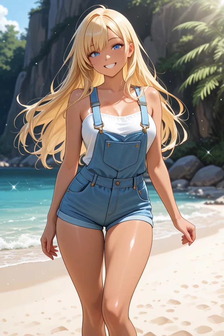((1 girl)), solo, Big round breasts, clevage, curvy body, realistic, blonde hair, light green eyes, amazing big eyes, eye details, eyebrow details, white crop top, denim skirt, big lips, blush, confident, dominant, bdsm, smirk, naughty, mischevious face, HD, good quality, crop top, curvy, standing up, looking up, hot