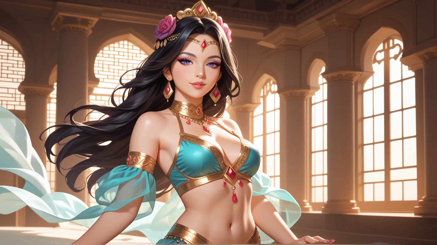 a masterpiece wearing alternate costume disney princess jasmine, (((modest and not revealing))) , Disney style, full body, freedom, soul, digital illustration, comic style, animecore , perfect anatomy, centered, approaching perfection, dynamic, highly detailed, watercolor painting, artstation, concept art, smooth, sharp focus, illustration, Artstation, unique, award-winning, masterpiece, rendered in 8K resolution for high quality detail, 8K image quality, 8k high resolution image, hyper detailed, super realistic, intricate details