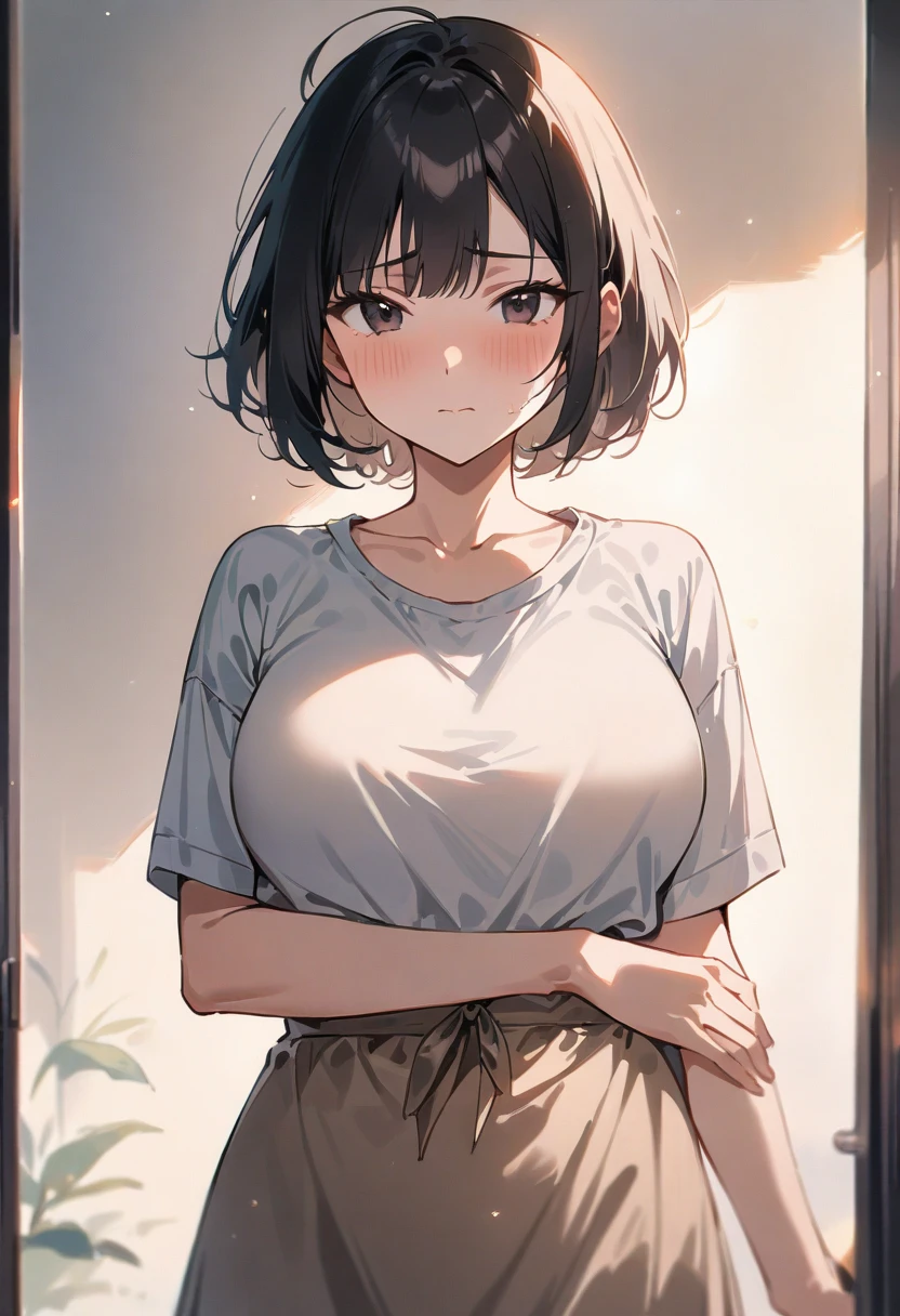 masterpiece, highest quality, (Highly detailed CG Unity 8k wallpaper), (highest quality), (Best illustrations), (Best Shadow), Confused, Realistic lighting, (abyss), Beautiful and delicate shine, Woman working at a construction site,Random Pause,((Long sleeve shirt)),Cute freckles on the cheeks,Mole under left eye,Helmet, Sunburn mark, Japanese Model, Young sensual gravure idol, yasumoto oka, A real young gravure idol,