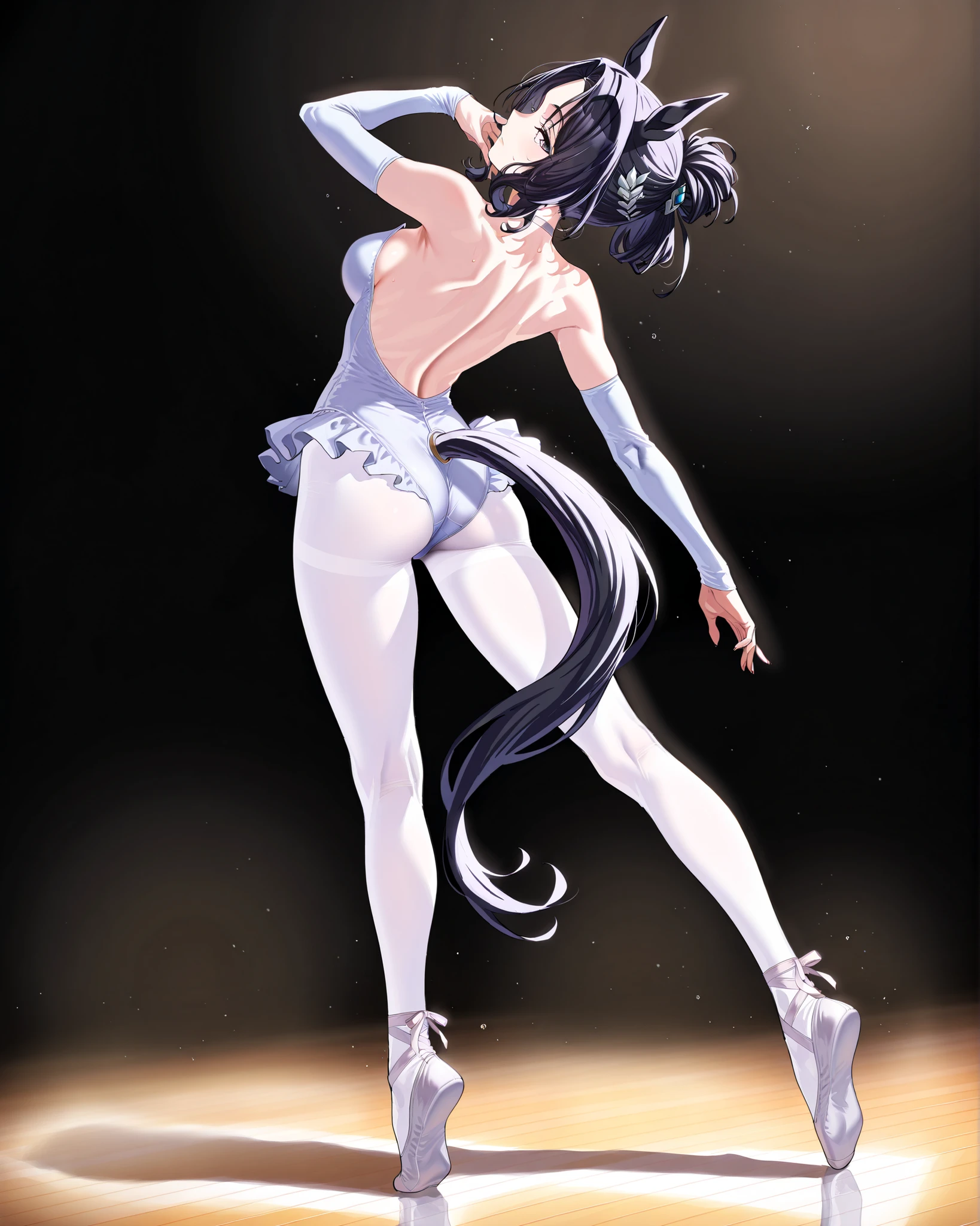 ballet dancer , big ass , big bobs, White background , long hair