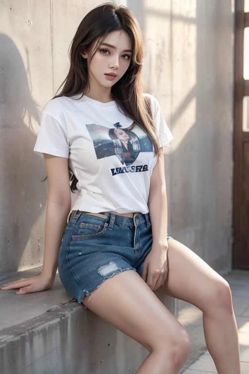 4K,realisticlying,Glamorous,The is very detailed,1girll,beautiful vintage color,Instagram(realisticlying,A high resolution:1.8),Low flash,ankle,high-heels,pretty hair(((Eye makeup)))((Thin lips))((tee shirt,a skirt)),looking at viewert,,full bodyesbian(4K,RAW photos,best qualtiy,tmasterpiece:1.2),(realisticlying,Photorealistic:1.37),35-year-old woman,Charming,pretty hair,anywhere,full bodyesbian,Hyper-detailing,tmasterpiece,perfect bodies