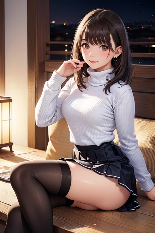 (anime background), a women, ((straddling to hit her cute panties on the corner of the wooden table edge)), small breast, (emphasizes the shape of breast and crotch), panties dig into crotch, (blush), (open legs, raise leg), open mouth, (detail moist panties are visible), ((ecstasy face)), slut, (masturbate), necklace, earrings, dropping eyes, sleepy, knit, fluffy, snow town, log hose, window has mountain view, mittens, thick tights, boots, fireplace,