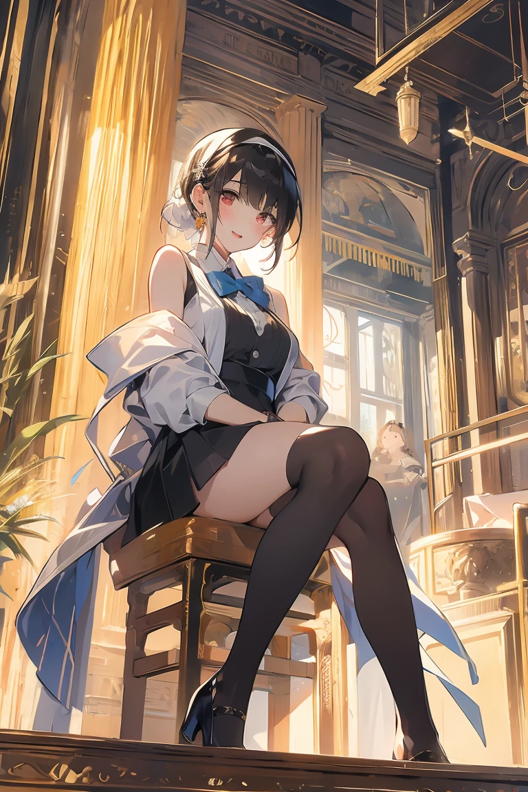 A woman in a bathrobe sitting on a sofa in front of a fireplace drinking coffee、Dimly lit room、Warm light from the fireplace、Unbuttoned、Half naked、sexy、Wooden Room、Brick fireplace、looking at the camera、4K、8K、Highest quality