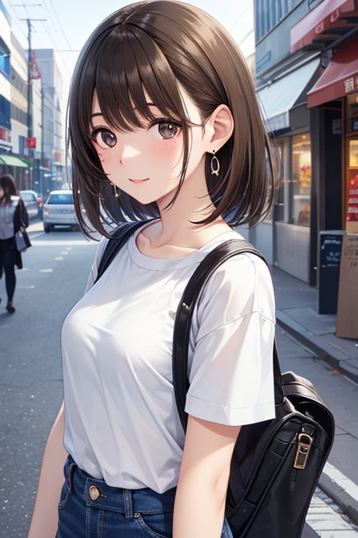 ((masterpiece)),((highest quality)),perfect anatomy,8K UHD,highly detailed face,luster and luster,((1 girl)),((alone)),beautiful and fine eyes,perfect image,(Upper body:1.1),(look ahead:1.1),turn your arms behind your back,slim waist,shiny hair,Are standing,black hair,(dull bangs:1.1),medium hair,smile,indoors,gym,Are standing,super detailed,