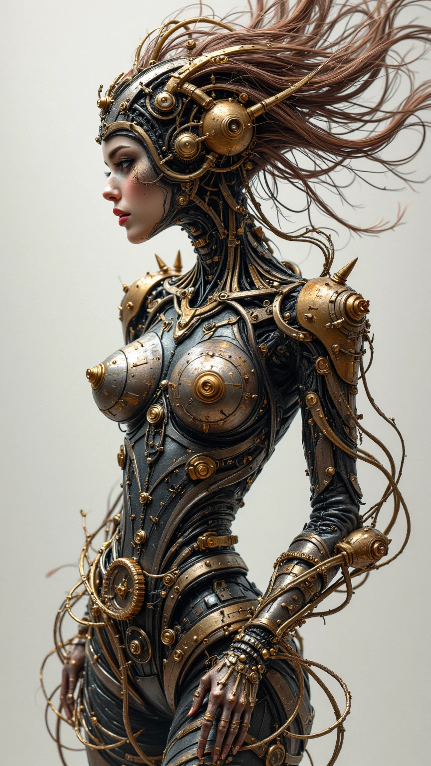 Bio mechanical cyberpunk hr giger Xenomorph hybrid girl