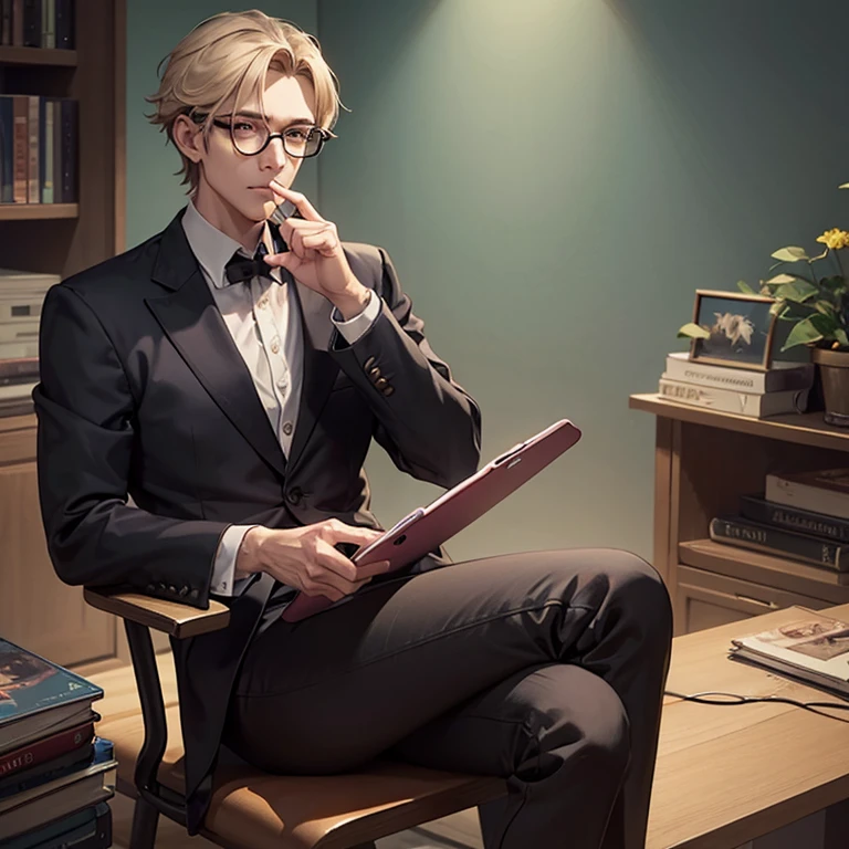 zombie scrolling as in doom scrolling social media like youtube, tiktok, meta reels. an image of a handsome undead zombie with glasses scrolling his phone but still has an intellectual look cuz he's actually trying to learn something useful while staying chronologically online
