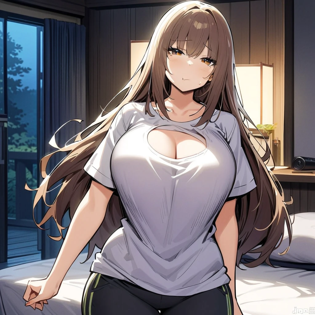 riofutaba, rio futaba, black-framed eyewear, (brown eyes:1.7), glasses, (grey hair:1.2), hair between eyes, over-rim eyewear, semi-rimless eyewear, long hair, sidelocks, 
BREAK (Sweater, short sweater, (skirt), mini skirt,long sleeves, pantyhose,closed clothes:1.2),
front view detailed body, long belly , Slender body, tight body , thicc, large breast, breast, long thighs, masterpiece, long hair, very long hair, 20yo,Young female,Beautiful Finger,Beautiful long legs,Beautiful body,Beautiful Nose,Beautiful character design, perfect eyes, perfect face,expressive eyes, looking at viewer,NSFW, (full_body),(Focus on her face), official art,extremely detailed CG unity 8k wallpaper, perfect lighting,Colorful, Bright_Front_face_Lighting,shiny skin, (masterpiece:1.0),(best_quality:1.0), ultra high res,4K,ultra-detailed, photography, 8K, HDR, highres, absurdres:1.2, Kodak portra 400, film grain, blurry background, bokeh:1.2, lens flare, (vibrant_color:1.2) (Beautiful,large_Breasts:1.4), (beautiful_face:1.5),(narrow_waist),