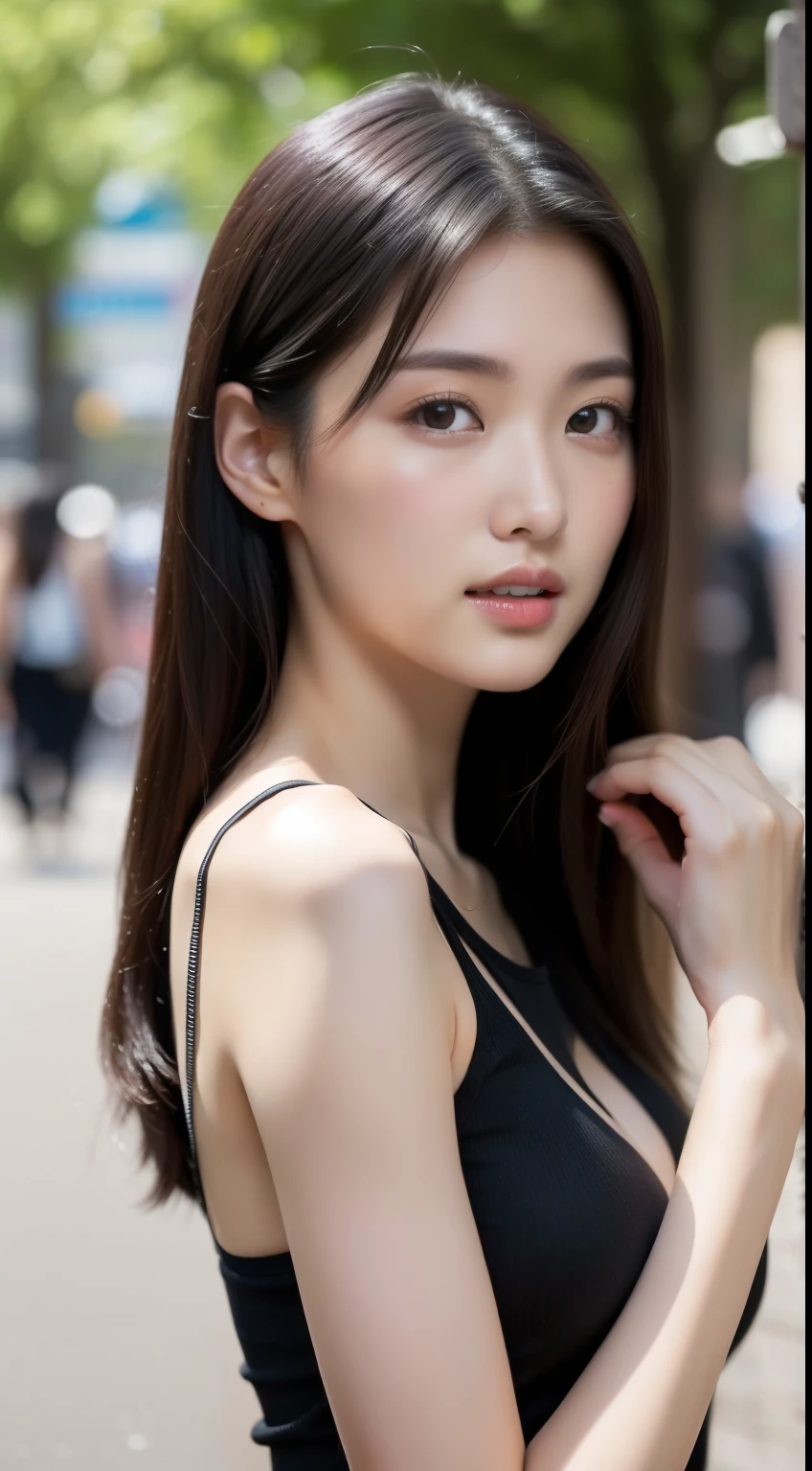 Kim Jennie de blackpink con el cabello rubio claro, cabello rubio con ondulado, cabello de color rubio ondulado, with small fringes, ojos color negro, nariz respingada y bonita, labios gruesos, Cupid and heart shaped lips......, labios rosas, pale, piel blanca, piel bonita y suave, con pecas y lunares, cejas bonitas, marked and beautiful clavicle, mientras tiene un polo con rosas color rojo tinto, rojo oscuro, con ropa interior femenina, con un short corto, short bonito y corto, abdomen delgado y bonito, escote desnudo, (pechos grandes, pechos suaves, pechos naturales, escote desnudo), mientras agarra una rosa, mirando a la camara, autofoto