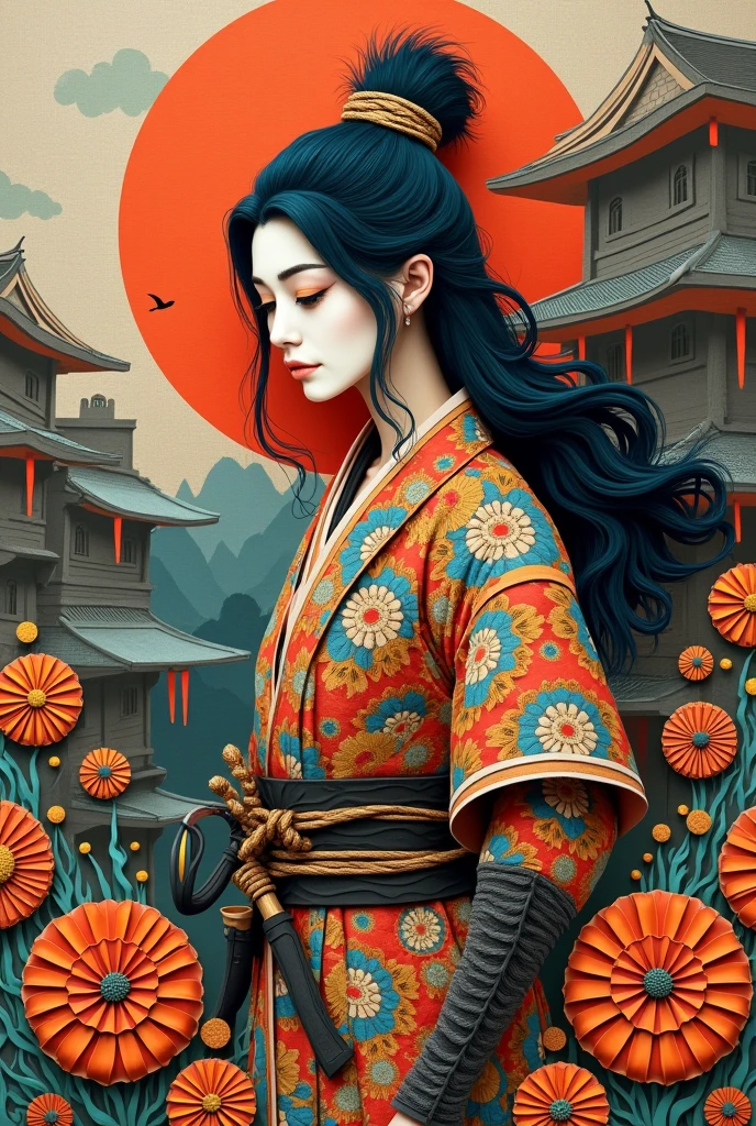 (female  samurai,  samurai、collage art, Retro Collage)、Various Artworks、Inside the Western-style building、Psychedelic Art by Alphonse Mucha、Paper cutting、solo、 Paper Art Girl : 1.45)、 paper illustration 、 Van Gogh's Starry Night 、 Scenery、Mandala、 scale sand disc 、rope with vib、ペーパークラフトと origamiのアートスタイル、Paper Sculpture、Paper cutting、 Paper Quilting 、( origami: 1.25)、 Layered Paper 、 Paper Mache 、多次元のPaper cutting