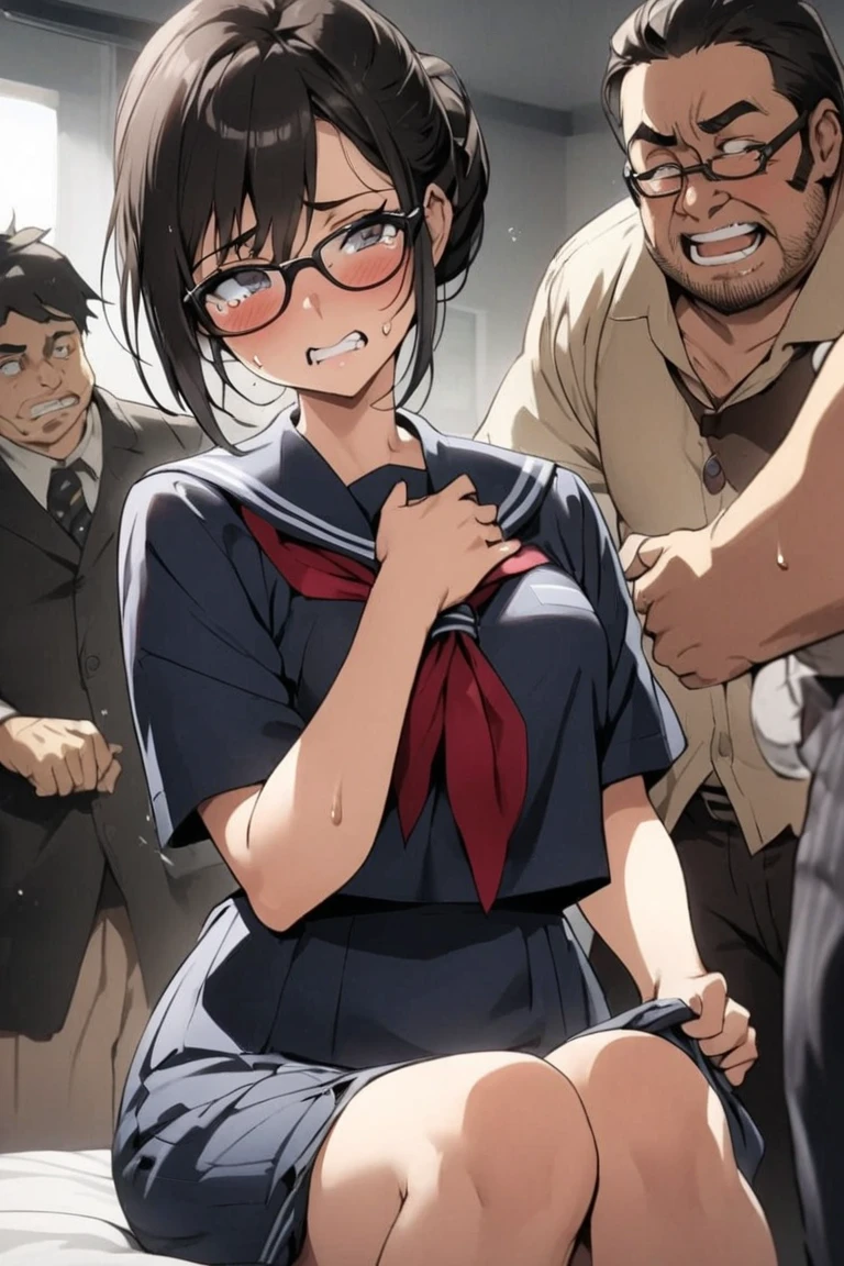 One black-haired girl、One Girl、sitting、vaginale,sex、There are a lot of tough looking yakuza in the background、gang rape、rape、Forcibly、At the yakuza office、Hardcore、Nipples、Gang Rape、Sex、Blowjob、Penis insertion、Pussy、Covered in semen、Short、Younger、Lower school year、Baby Face、flat chest、Watery eye、Marks of being beaten、Violence、Scared、Fashionable clothes、Half naked、Dynamic Angle、masterpiece、best quality、ultra-detail、My hair is messy、scream and ask for help、Being stripped、scared、fear、Sweat、Sperm is dripping from the mouth、There's sperm in my hair