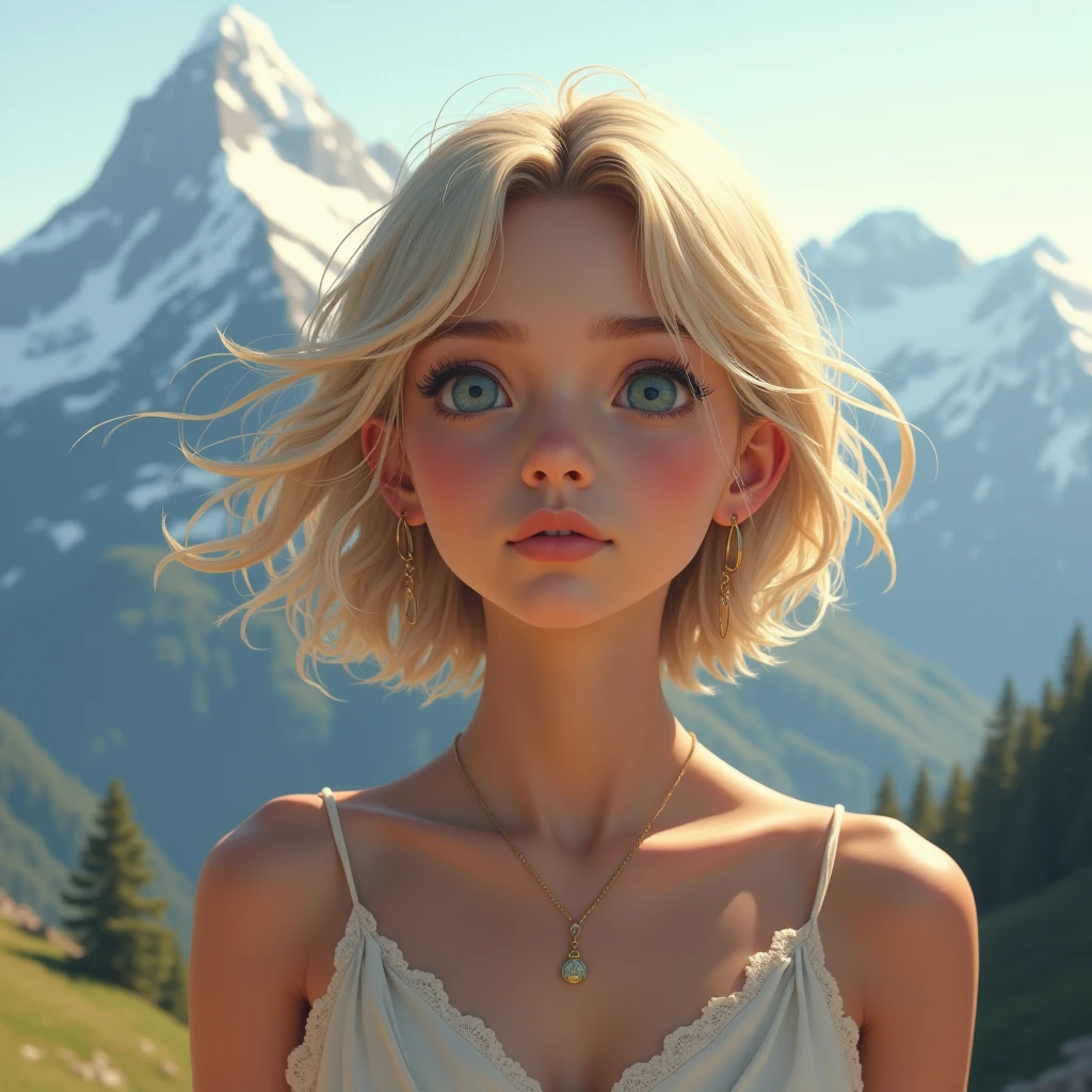 (masterpiece, highest quality:1.2),Woman with wavy hair, ,Beautiful Eyes,Attractive eyeshadow)、( Wear a sexy sweater:1.2), Slender body proportions,Wet sexy plump lips,Perfect Fingers、(((Kilimanjaro、Beautiful African Landscape、Rin々しく聳え立つKilimanjaro:1.5)))