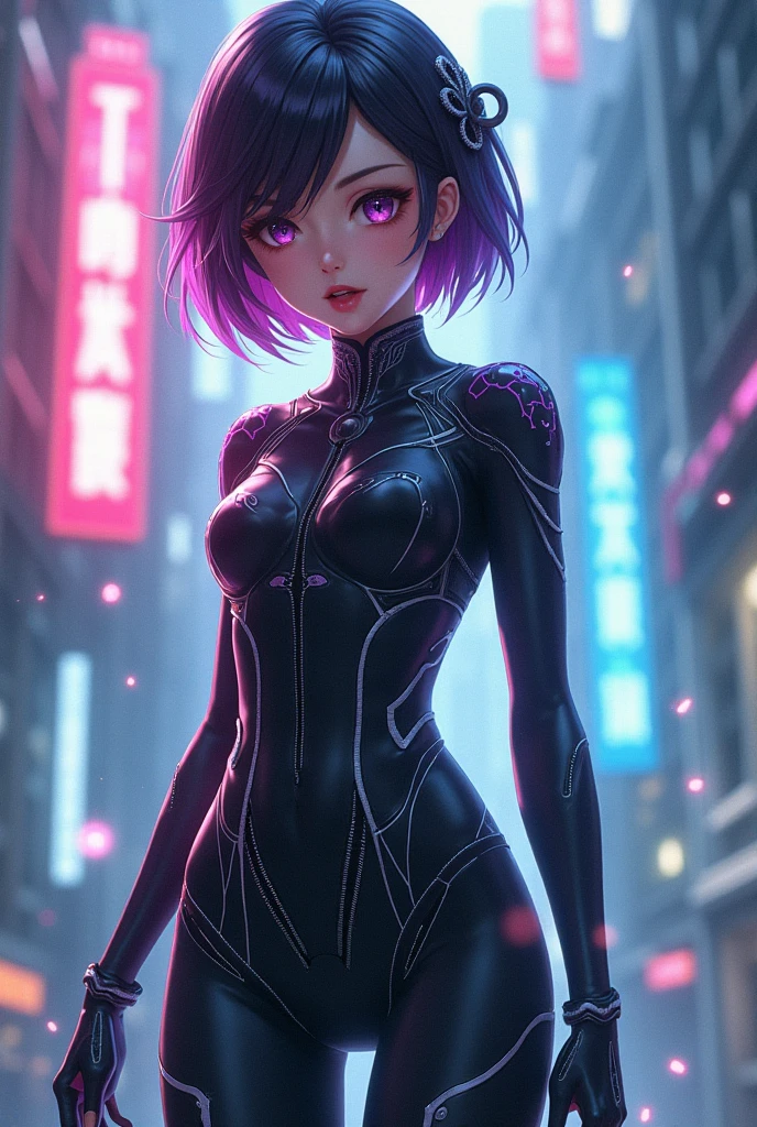 Crée moi une fille d'animé avec une bodysuit