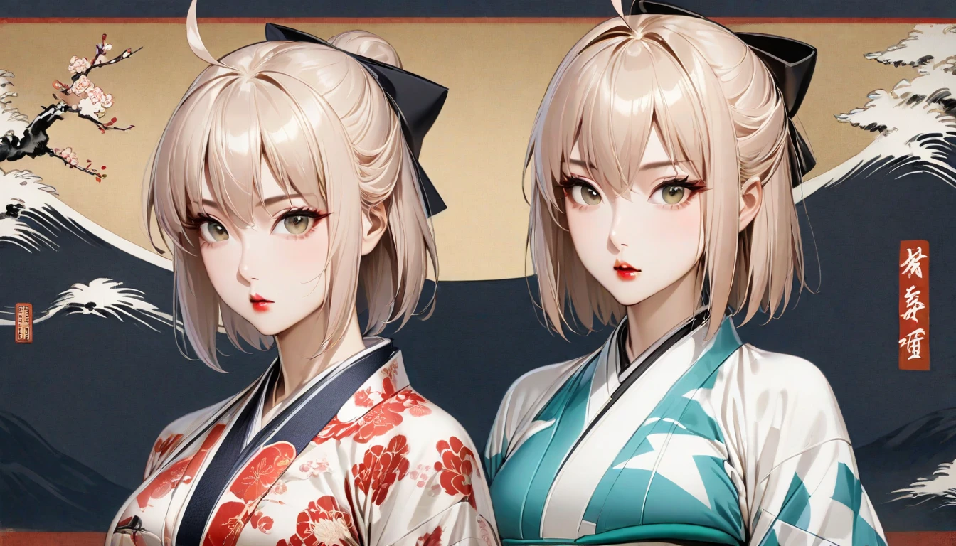 headphoneをつけて笑顔、Red cheeks、Official Art, masterpiece, Highest quality,1Portrait photo of a girl、, JK , Rainbow bikini with yukata、(silver, metallic, ) 8K, Blonde,short hair, High resolution, ( Butt:1.2)(headphone:1.2),(Excellent rendering, Stand out in the same class), (Amazing details, Excellent lighting, Wide-angle), Big Breasts(0.6), Absolute area, Detailed Background、