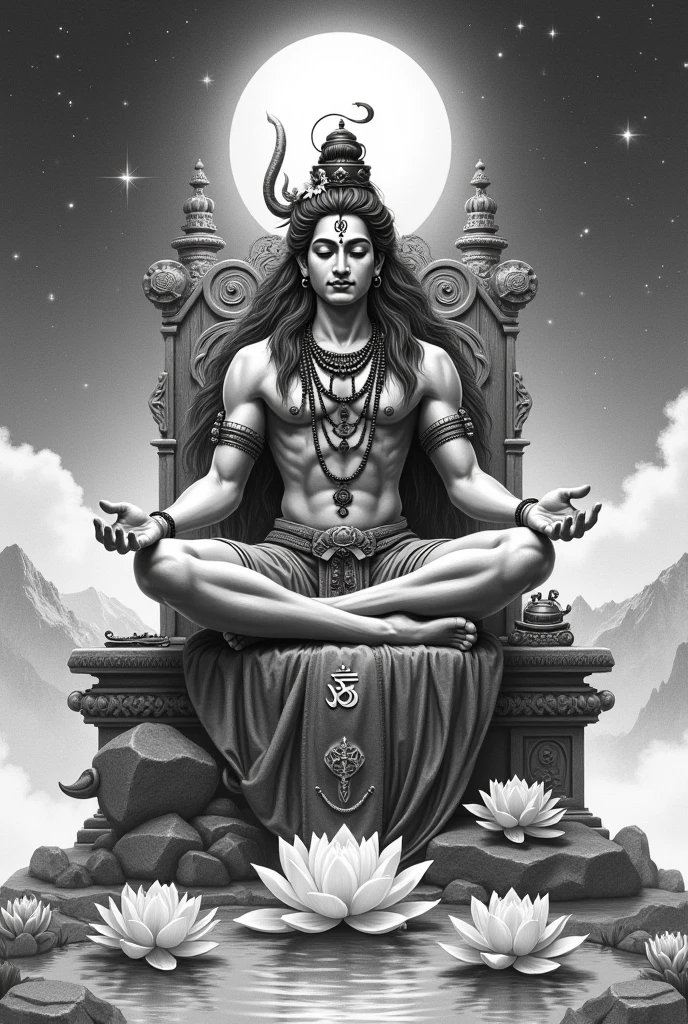 Lord shiva divine picture + symmetry + detailed intricate ink illustration + tarot card with ornate border frame + by Peter Mohrbacher + complementing colors + frame + golden frame + ultra HD + 4k + --aspect 9:16