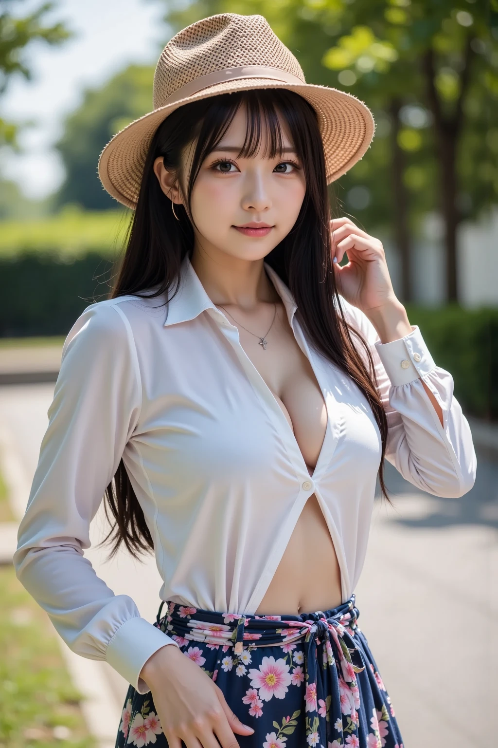 ((top-quality、in 8K、masterpiece:1.3、Raw photo))、Super high quality photos, In the tropical jungle, ((Wearing a business suit)), ((Wear a white blouse shirt under the jacket)), ((Perfect beauty 20 year old idol Japan woman)), ((a smile)), ((protruding nipples under the shirt,,)), ((slim figure)), ((Slim legs)), ((slim thigh)), ((Perfect beauty 20 year old idol Japan woman)), (Photorealistic: 1.4), (Ultra-high detail), (hyper realisitic: 1.4), (Realistic: 1.3), (Smooth lighting: 1.05), Full body, 1girl in, Solo, (Japanese actressl), 20yr old, cinematlic lighting, ((slim figure)), ((Leaner figure)), Good anatomy, Correct anatomy, In the tropical jungle, ((Perfect beauty 20 year old idol Japan woman)), ((slim figure)), ((Slim legs)), ((slim thigh)), ,((Perfect beauty)), ((He has a small camping bag in one hand.)), ((Panties are visible through the skirt)), ((a smile)), ((camel's toe)), ((legs slightly spread)),