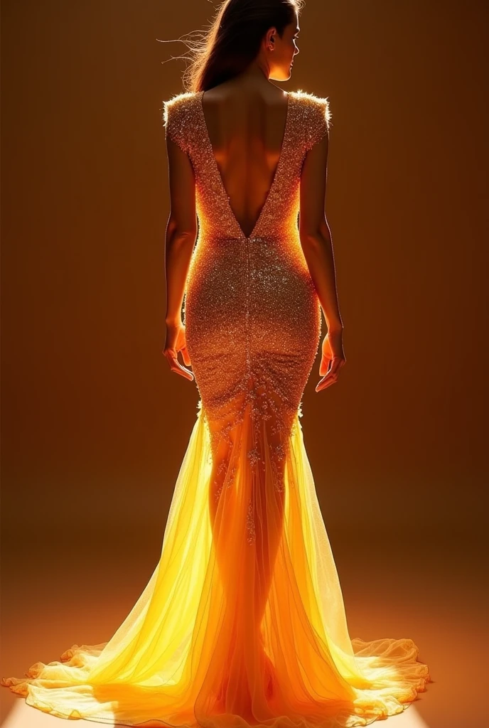 Dress made of liquid cognac