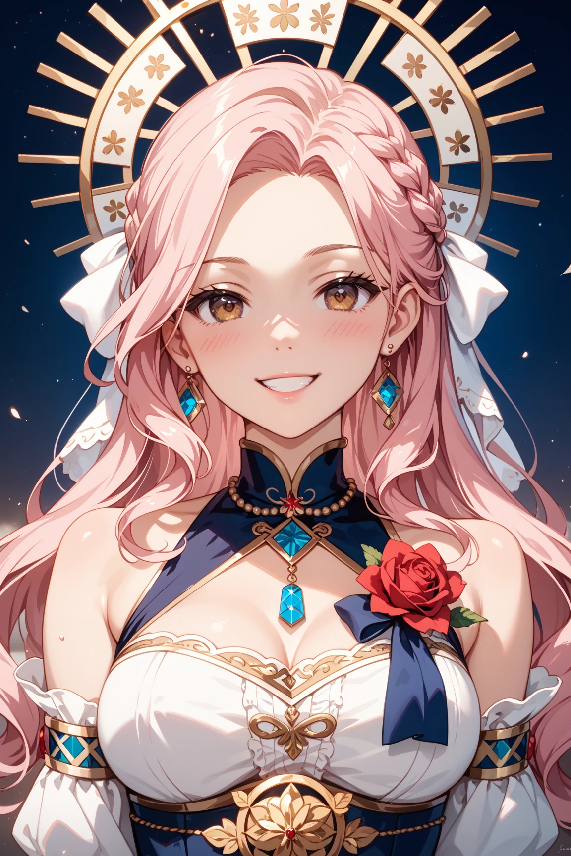 rainbow, cleavage, pink hijabi, Absurd, ultra-detailed, high quality, masterpiece, detailed face, beautiful eyes(detailed eyes), javanese, red lips, red lace bra. gentle and graceful, face exudes warmth and kindness, eyes described as soft and comforting, gentle and steady gaze, overall appearance is simple and modest, The fabric of her garments is usually depicted as soft and earth-toned, beauty lies not in extravagant adornments, Her smile is serene and welcoming