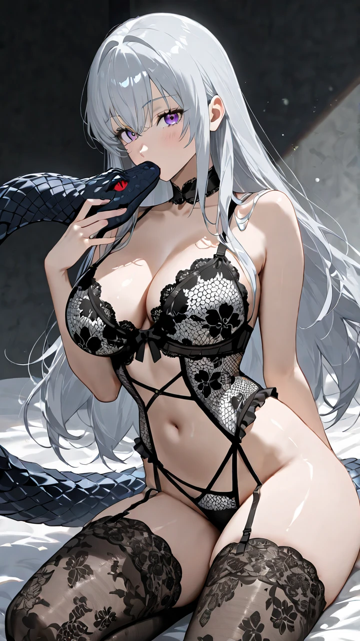 Beauty, lingerie, bust, expressive look, HDR, highest quality, authentic style, realistic, thin waist, big breast, white hair, den, Pikachu doll, Coke --auto --s2