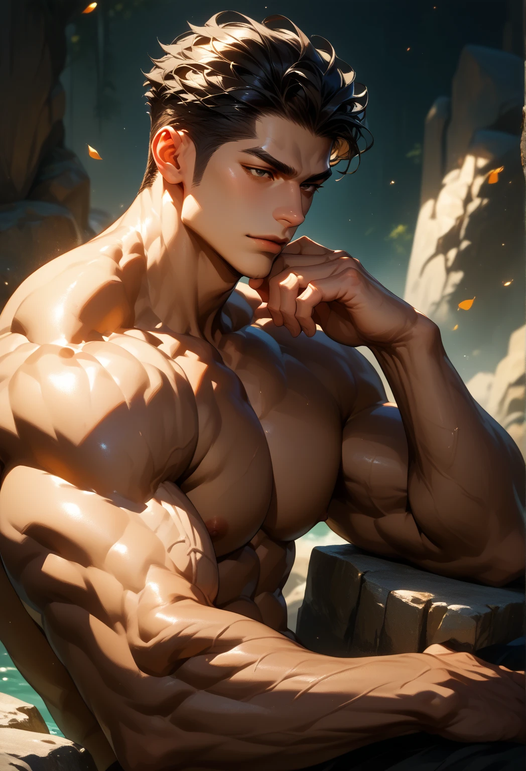 Generate an image that portrays a young Hercules, displaying his exceptional strength and courage from an early age