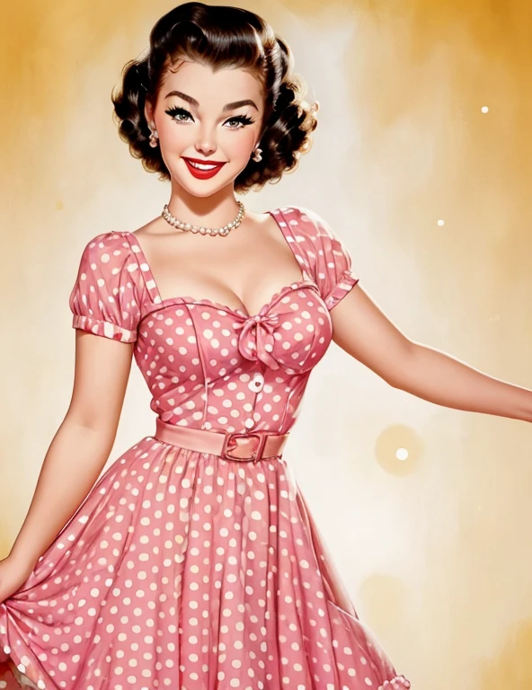 Picture of a woman in a pink dress with a jett russell terrier dog, pinup art, Gil Elvgren style, pinup, pinup, pinup girl, pinup girl, vintage pinup, Alberto Vargas, pinup, pinup, pinup, Gill Elvgren, pinup, pinup poster girl, inspired by Gil Elvgren, pinup girl, pinup girl, pinup poster girl