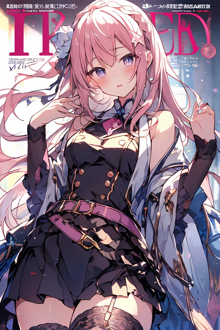 masterpiece, best quality, ultra-detailed, illustration,(1girl),beautiful detailed eyes, looking at viewer, close up, (breast focus), pink hair, shy, cat ears, white and pink dress, stockings, garters, blue eyes, thighs, nsfw, slave, masturbation, sex toys, missionary