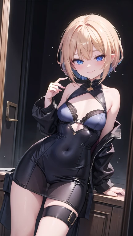 (hentai:1.1), (Ideal:1.1), (perfect:1.1), (flawless:1.1), (highest quality:1.2), (best quality:1.2), 1girl, (dark goth:1.1), punk girl, goth clothes, dark girl , dark makeup, (evil smirk:1.1), (scary smirk:1.1), (loli:1.2), lewd pose, detailed body, sexy thighs, big things, small breasts, short hair, detailed eyes, high quality eyes, 4K, highest quality resolution, best quality resolution, best quality upscale,