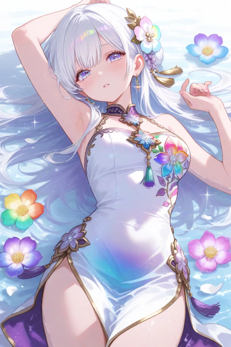 1 girl, masterpiece, very detailed, (beautiful繊細な輝き), Lens flare, gray hair, short hair, floating hair, think back, Back, smile, mature woman、sensual curves、huge breasts、thighs、bubble、お尻のmasterpiece, 最high quality, Super detailed, full body shot, mature woman, beautiful mature woman, nightgown and underwear, 魅惑的なsmile, thick lips, Chubby lips, blush, looking at the viewer, provocative expression, beautiful髪型, cleavage, Plump、curvy hips、attractive face、sexy lingerie　、an inviting gaze、Expression of emotions、Lewd underwear、(((erotic see-through lingerie set)))、Standing position、gorgeous accessories 、big breastsの女性, bare shoulders, golden hair, colored feather, metal ornaments, colored flowers, particle, light, (masterpiece, 最high quality, 最high quality, official art, beautiful and aesthetic:1.2), (1 girl:1.3), very detailed,(fractal art:1.1),(colorful:1.1)<(flowers:1.3),most detailed,(zentangle:1.2), (dynamic pose), (abstract background:1.3), (shiny skin), (lots of colors :1.4), ,(earrings:1.4), (feather:1.4),masterpiece, 最high quality, Super detailed, 30~40 years, full body shot, beautiful 、various hairstyles，gold headband，plump breasts，beautiful butt，greek clothing，Tulle covers the breasts，perfectly proportioned, detailed clothing details,marble，god statue，cinematic lighting, film grain, Fuji color, 8K, masterpiece, Super detailed, high detail, high quality, High resolution, 、(((erotic see-through lingerie set)))、gorgeous accessories、raise your butt, from below, (((NSFW:1.2)))、exposed chest、Openwork decoration，(((see through dress)))、(((anatomically correct body))) , 最high quality, Super detailed, (((Lewd underwear)))、raise your butt, from below, (NSFW: 1.4)、exposed chest、(((Healing face)))、Openwork decoration，(((R-18)))、Hakari、Whirlpool、thighs, big breasts, Are standing, cowboy shot, blush, 1 girl, (masterpiece:1.3), (High resolution), (8K), (very detailed), perfect face, Nice eyes and face, (((最high quality))), (Super detailed), detailed face and eyes, (alone), High resolution、beautiful目,(((sexy pose)))、(((big breasts)))、((beautiful eyes))、luxury、(((超High resolution)))、(((detailed description)))、(((chubby body shape)))、(((Body parts that match the anatomy)))、beautiful長いまつ毛、Balanced body shape、２Book Arm、2 legs、Legs and arms of just the right size、Fishnet tights、glamorous、Clear white and black eyes