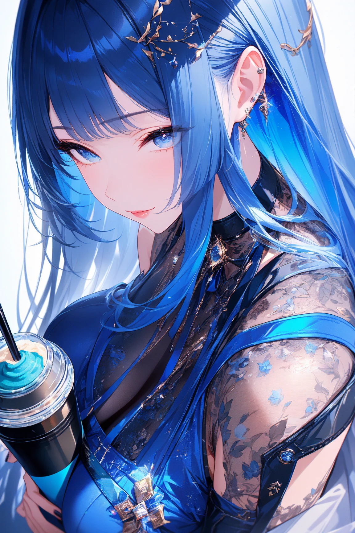 A girl around 15 years old、Blue shoulder-length hair、Hairstyle is medium、He&#39;s wearing his blue hoodie tightly.、jeans、sneakers、Playing with a yo-yo、Throwing a yo-yo forward、Smiling kindly and joyfully