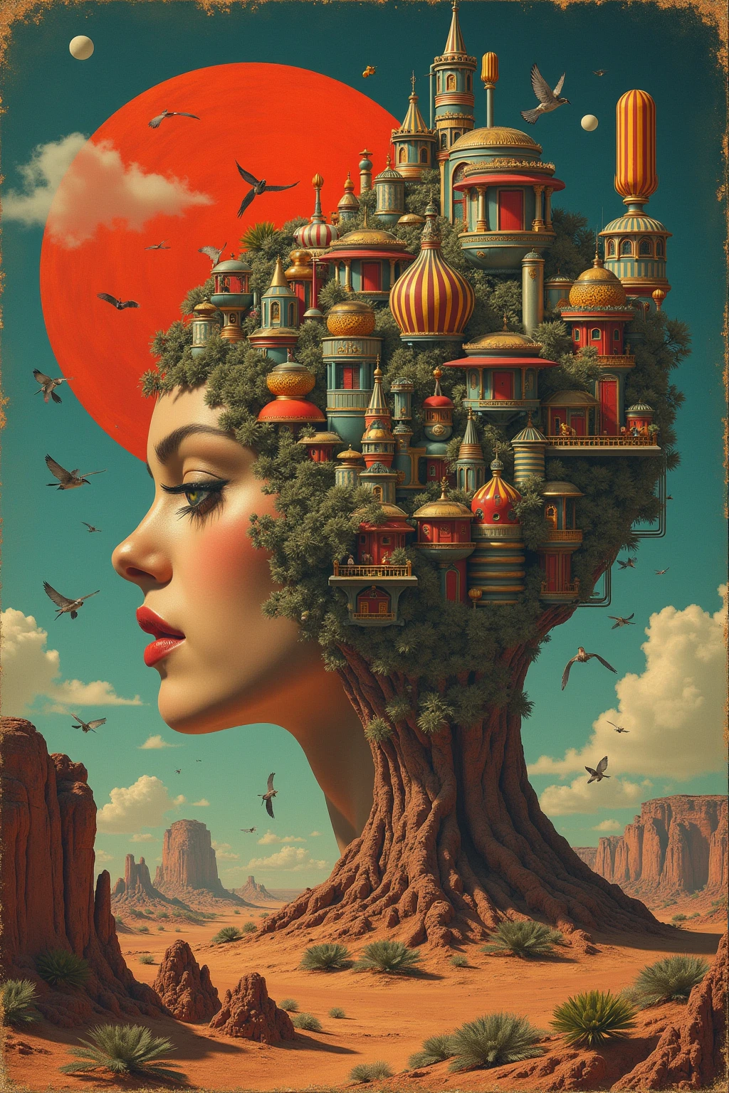 Hochwertig, 8K Ultra HD, 1920s style advertising, surreal snippets, RetroCollage perfect contrast, Cool, retro collage rebellion! Shred vintage advertising & surreal scraps - break logic, Art of Noice