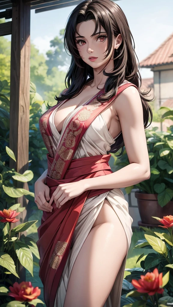1female,45 yers old,Married woman,熟妇,Large breasts,long leges,big chest and thin waist, photo exposure, 独奏,(Background with:at a forest,the rainforest,in summer) She has long black hair,Stood up,seen from the front, curlies, The sky is mostly cloudy,(((tmasterpiece),(Very detailed CG unified 8k wallpaper),Best quality at best,电影灯光,detailed back ground,beautidful eyes,Bright pupils,(very delicate beautiful),(Beautiful and detailed eye descriptions),ultra - detailed,tmasterpiece,)),facing at the camera,A high resolution,ultra - detailed),revealing breasts,Bare genitals, convex,Camel toes,Raised sexy,Lawyer(dressed in:Bare genitals,Red cheongsam)nakeness,