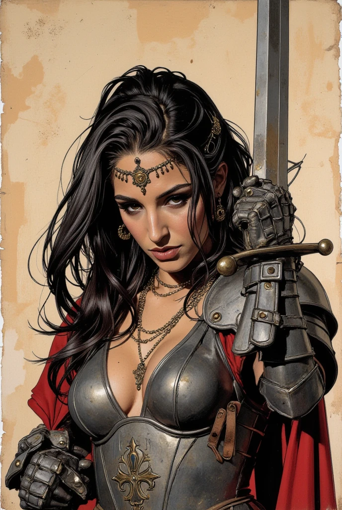 (((mulher))), (((melhor qualidade))), (((obra prima))), (((adulta))), Uma guerreira mulher de 35 anos com corpo perfeito, Brooklyn Gladiators, hand with steel gloves and metal tips, (( under boobs )), (( Tiny thong )), quase nua no estilo selvagem urbano de Simon Bisley para a capa da revista 2000 A.D., cabelo loiro, Minimum clothing, armadura (roupa feita com a bandeira do 🇧🇷 ), cheio de pontas e rebites manchadas de tinta, tatuagem de estrelas de 5 pontas, (((corpo inteiro))), cabelo preto curto com franja branca cobrindo a testa