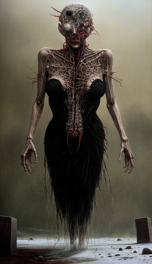 Silhouette of a woman inside the stomach of a bull

