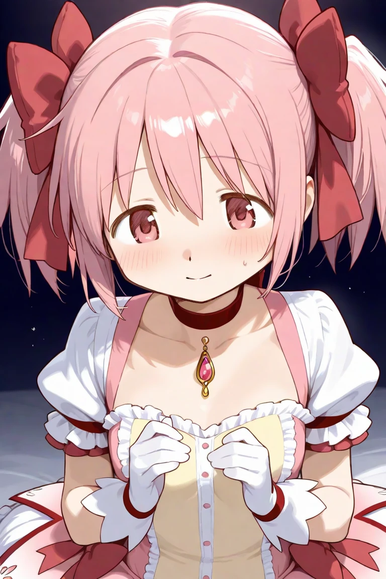 (best quality, masterpiece:1.2), illustrations, a cute girl, early teens, very lovingly face, twintails, pink hair, maid wear, (happy smile, aroused:1.2), livingroom,