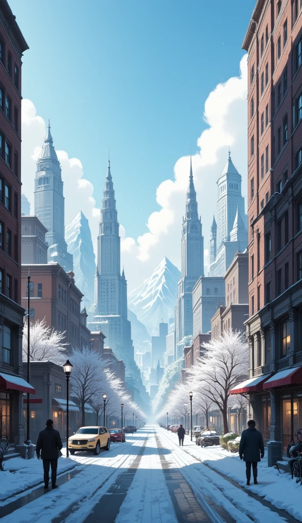 A wide shot of the city with no motion, as if time has stopped completely