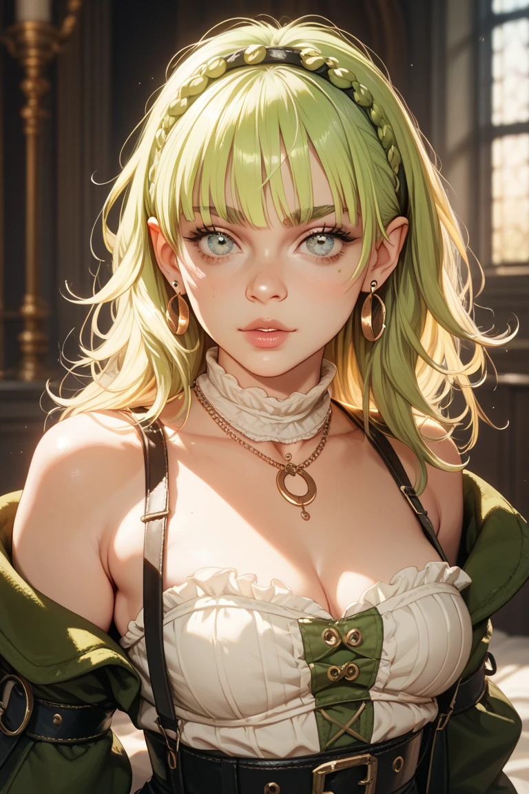 werewolf girl, ((fluffy skin)), paws on foots, fluffy fur on body, ((fangs)), ((claws)), tight slim crop top, cleavage, decolette, huge metal bracelets, huge metal collar, high over-the-knee boots, light green extremely_detailed_(lacy, fur, silk, satin)_(clothing, skirt), (light green clothing), detailed face, detailed beautiful shiny eyes, slit pupils, metallic reflections, futuristic city square, (tatooed, marked)_fit_muscular_body, (((1girl))), portrait, (full body), natural breasts, medium length hair, (masterpiece:1.4), (best quality:1.4), 1girl, photorealistic, ultra detailed, ((Real image)), ((realistic skin)), ((realistic face)),(illustration:1.05), (beautiful:1.05), (beautiful detailed eyes:1.05), (cinematic light:1.1), Full body, hair voluminous, perfect and well designed eyes, beautiful and delicate face, fair skin, real skin, (face detail), pores, super high resolution, 8k, parameters Best quality, masterpiece, super high resolution, (Realistic 2.0), More details, detailed skin, beautiful and aesthetic:1.2, fractal art:1.4, 16K, HDR, RTX, Ray Tracing, Radiosity, Anisotropic Filtering, Subsurface Scattering, light green neon, futuristic, vibrant colors, (((seductive laying)))