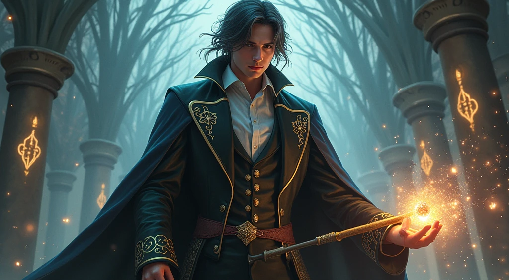 banner for a YouTube channel with audio stories in the genre of fantasy hits with a magician