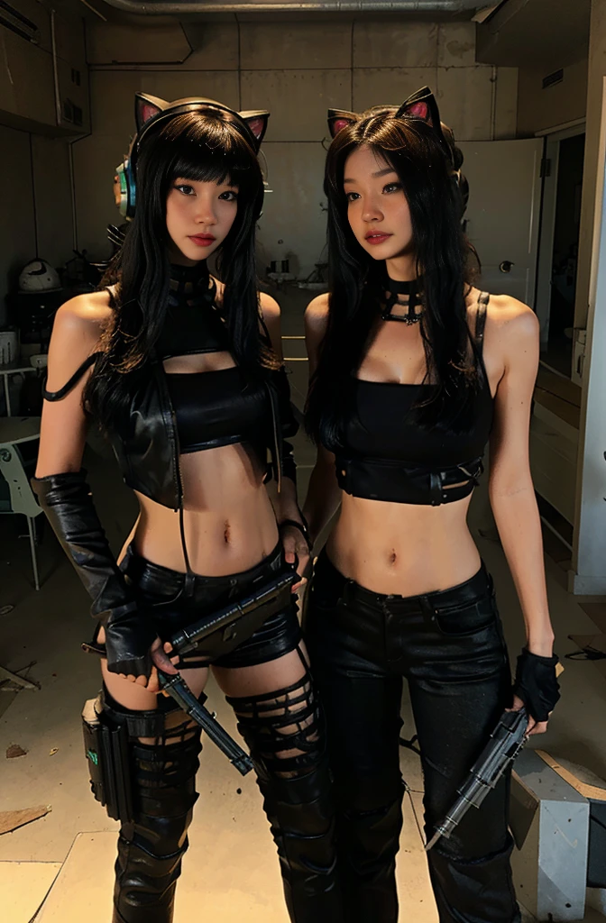 a japanese woman in a leather outfit holding a gun, by Kanō Tan'yū, けもの, wearing atsuko kudo latex outfit, anya from spy x family, 奈良美智, ayami koj ima, oppai cyberpunk, ayami, in a leather corset, oppai