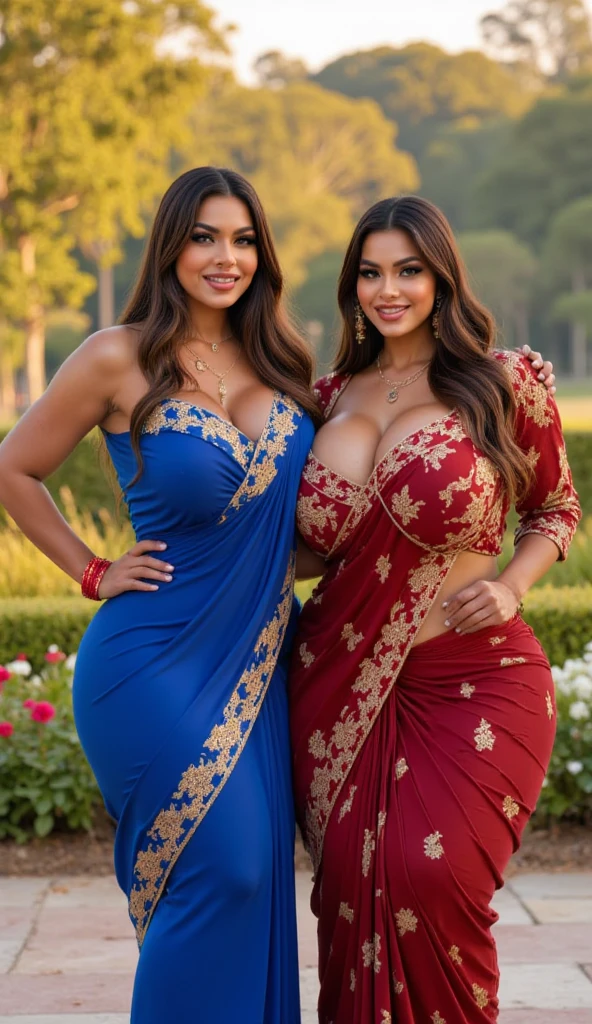 MILF, 2 SISTERS QUEENS, , BBW, photo vintage, visage feminin parfait, , tache de rousseur, 1888, big huge breasts : 48H,FRONT VIEW, Rembrandt LIGHT , EXTREME LONG V-NECK, BIG CLEAVAGE, BEAUTIFUL EYES, BEAUTIFUL HANDS, LIGHT SMILES, PERFECT FACE, tres long décolleté, CASTLE BACKGROUND, QUEEN, NECKLACE, RING, JEWELERY RICH, SFW, FULL BODY, COLORFUL, ARABIAN, ROYAL LINGERIE