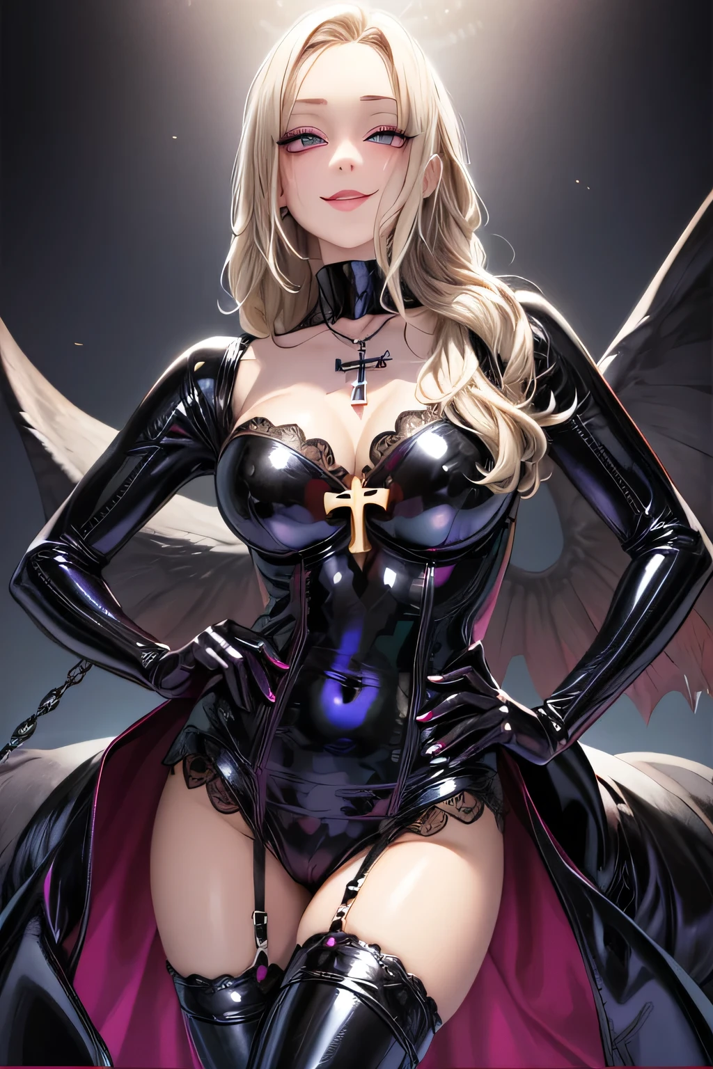 Stormy Daniels: The evil nun, Demon horn on the head, demon wings,diabolique, insidieux, Context of the Satanic Church