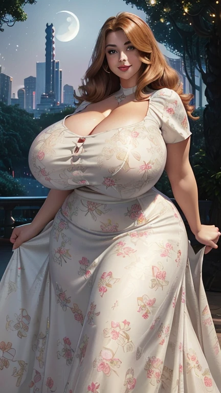 (masterpiece, best quality, high resolution, detailed, realistic:1.2), young american woman, (colossal breasts:1.5), bursting breasts, bulging breasts, thin, slender, slim, skinny, looking over shoulder, enthusiastic, excited, holding a woman's hand, field of flowers, from behind, summer dress
