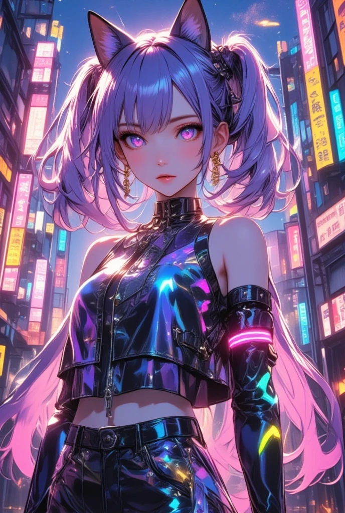  breathtakingly beautiful,  It's Too Beautiful、Remembering Death, ジャズを演奏する日本人female, mixed media work   , girl, 18 years old,Yukine Chris,light purple hair,とてもlong hair,twin tails,stupid hair,(Big Breasts:1.3),Shapely breasts,perfect face, eyelashes,(Eye Enhancement:1.2), Super Detailな目,Tears,slim waist,,, guitar, Her Anatomically Accurate Fingers、Includes an Autism Spectrum :1.8,  gold, Overexposure of Paintings ,    punk girl, female"  listen to me "シュール  collage, a contemporary artistic  collage, collage artwork, Entry Mind Map   , OUTPUT PROCESSOR   , Wavy Hair Under the Screen, NEW MAGAZINE COVER   , 複数の要素が重なり合うデジタル collageスタイル, Flat chest, digital  collage, ( collage ), Large art, contemporary  collage, oscilloscope:1.21,   Black Gothic Costume Style   :1.5, mixed media  collage, Ultra Realistic Avant-Garde Design,  Amazingly High Definition   ,   Ultra Realistic Style  , convertible,  Represents an Inner World, 断片化したオーディオ機器の collage,   speaker,   guitarアンプリファイアー  ,    ANALOG RECORDS   , Cassette Tape, Retro Mike  , clock,   headphones  ,   Crowded Screens       ,  Tattoos are prohibited , (masterpiece、top quality、great quality、so beautiful、high resolution、Super Detail、High detail、high contrast for disgust、 high chroma、Absard Dress、newest、 Scenery:1.2)、(Catgirl and Wolf Man duel:1.5)、(moonlight) Beautiful Girl Who Destroys、Big Breasts、(GRADIENT HAIR COLOR+Neon Pink Hair:1.4+gold:1.3)、(Neon Pink Striped Hair:1.hort Hair with Braided Ponytail、(Side ponytail)、Long Side Lock、(very detailed face、highly detailed eyes:1.3)、Clear Pink Eyes、Large pupils、Biggest Shiny Lips、Eye Enhancement、(Cat ears、tail:1.erious、 Destroying Dutch Angle、from below、face to face、cowboy shot、(battle pose:1.2)、 Dog and Cat Crime Movie 、Glass Texture&Light trail~Transparent Design to Capture Angels!future、long hair、futureのgold属装飾、cyberpunk、Abandoned cityscape、Chinese neon sign、 Technology 、、SF leather suit 、、 8k resolution、((Kowloon City:1.4))))、fluorescent neon sign、右手に持った刀からLight trail、((Slash a Monster Combining Dogs and Cats with a Sword:1.2))
