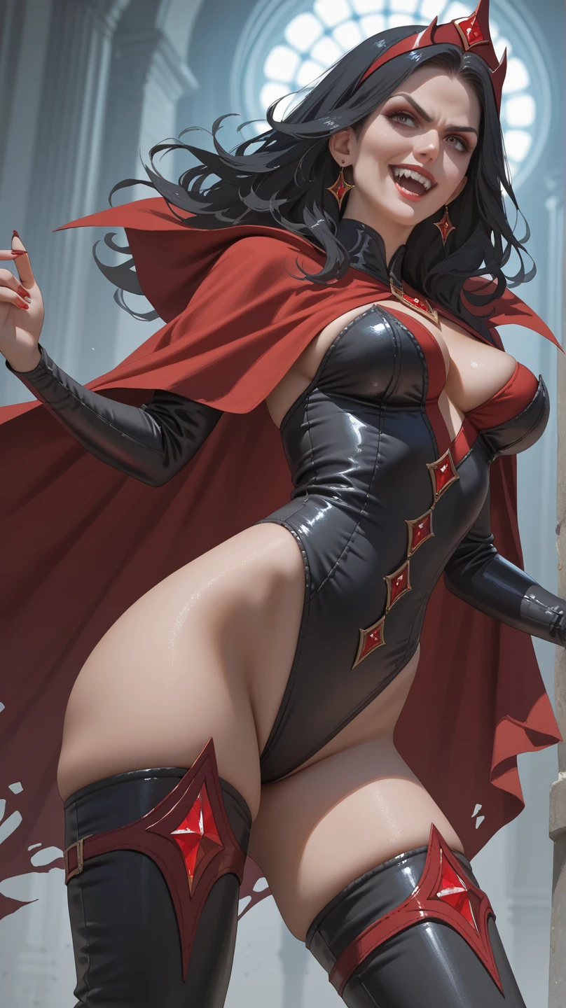(Frantiac Kupka style), ultra realistic 8k cg, Picture-perfect face, Flawless, Clean, RAW photo, Intricate details, absurderes, Realistic anime, Perfect anatomy, (Beautiful and aesthetic:1.2), (18-year-old female as Gloria 2, Gloria \(Pokemon\) In Diablo style, blood stain,Blood:1.2), Solo, Beautiful brown eyes, eyeslashes, in black lipstick:1.5, (Brown hair, bangs, Long hair, Bob cut,), (devil horns:1.5, Leather demon wings:1.5), (Devil skin cuirass, Devil leather harness, Devil leather bracers, Demon leather sedan car, Devil leather ornaments, Devil skin thigh armor, belt buckle, Poké ball buckle:1.5), (Full body shot, Frown at the audience), (Cloud, Cloudy sky), Fire ,Red, Flame,Flame,Explosion, day, Depth of field, dock, beach, Blue sky, Mountainous horizon, Ocean, Outdoors, jetty, Waves, Pubiesmons, camel-toe, erected , highly detailed hair, Highly detailed face, sfv