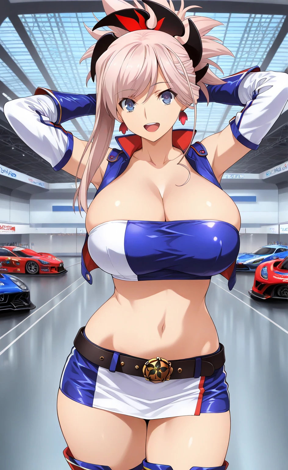 ((最high quality、masterpiece、Anime Style、最high quality、High resolution、8k、detailed、ultra-detailed:1.3))、Beautiful woman with perfect figure:1.4、(smile:1.2), double eyelid、High resolution, Accurate, Anatomically correct, High resolutionモデル, high quality, Very detailed, 超High resolution,((full moon,Dynamic Angle,View your viewers,Outdoor、Race Queen:1.2)),((the way、One Woman,Beautiful Face,Japanese,night,Upper Body:1.2)),Big Breasts,30-year-old woman