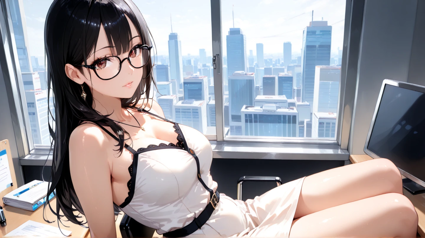 (8k,Super details,best masterpiece,nature,perfect work of art,perfect female figure),two women,sister and sister,sisters,Rainbow hair,perfect face,(huge),Neighbor's Wife,woman hairstyle,elegant wife,mature and exposed,20 years old,fair skin,messy hair,Perfect sexy body,Wear a fitted and sexy tunic dress,Strapless strapless short dress,Hot and sexy secretary,wear glasses,Standing in a spacious conference room,Papers scattered on the ground,Detail background,necklace,perfect eyes,, T-shaped small size,huge的山雀