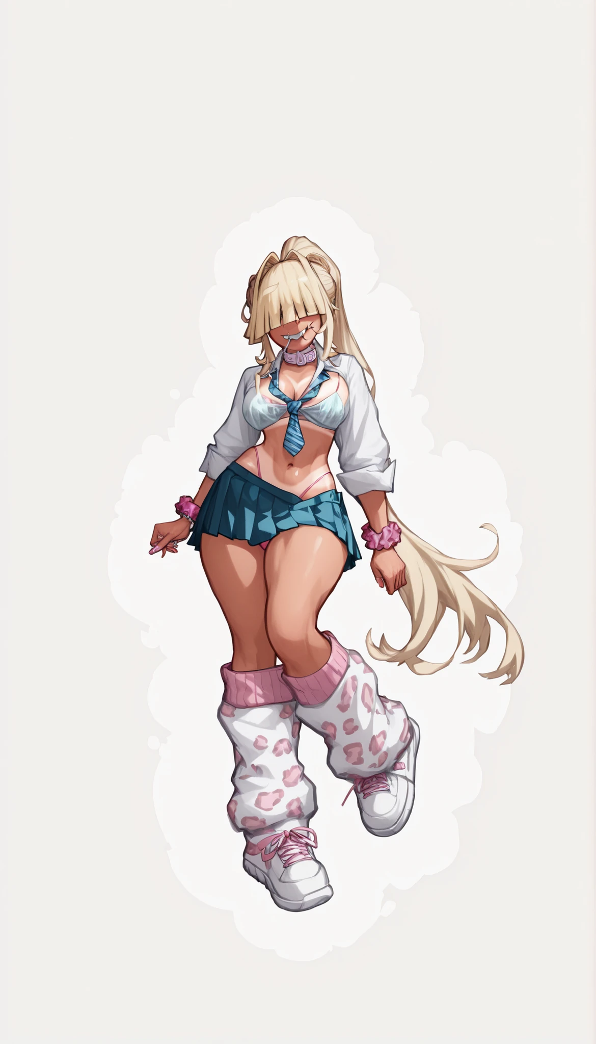 Amalia Sheran Sharm from Wakfu. She is 1.4 meters tall and wearing a denim mini skirt, a tube bra, and palladium revolt sandals, extremely detailed feet and toes, beautiful detailed eyes, beautiful detailed lips, extremely detailed eyes and face