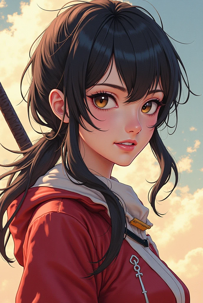 Create a real female character that is a fusion of Sakura's qualities Haruno, Nezuko Kamado, Asuna Yuuki, Yor Forger and Mikasa Ackerman. This woman must have unwavering courage and loyalty, como Mikasa, a kind heart and resilience, como Nezuko, Sakura's strategic intelligence, Asuna's combat and leadership ability, in addition to the mysterious elegance and determination of Yor. Visualmente, she must have harmonious traits that reflect natural beauty and inner strength. Her personality must be multifaceted, balancing human vulnerability with an indomitable spirit.