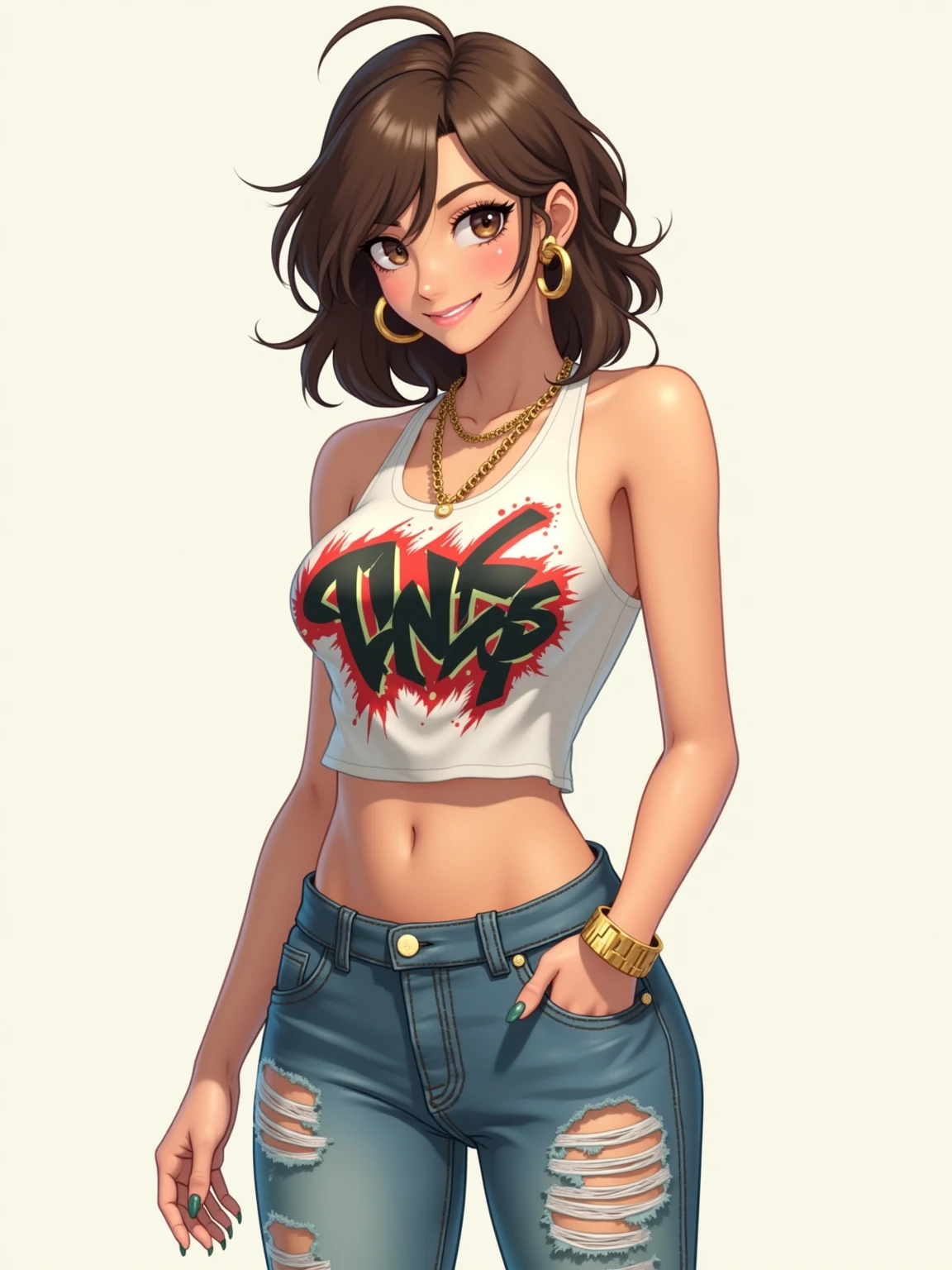 (best quality:1.5, highres, UHD, 4K, detailed lighting, shaders), curly floral haired, gradient hair, large breasts, suit, T-shirt, social shirt, short skirt, mature woman , (pov), white background, colorful eyeshadow, dramatic lighting, sparkling eyes, sensual expression, golden earrings, flowing hair, delicate facial features, dark skin, high cheekbones, urban setting, black background, dont look for the camera, lean forward, behind the camera