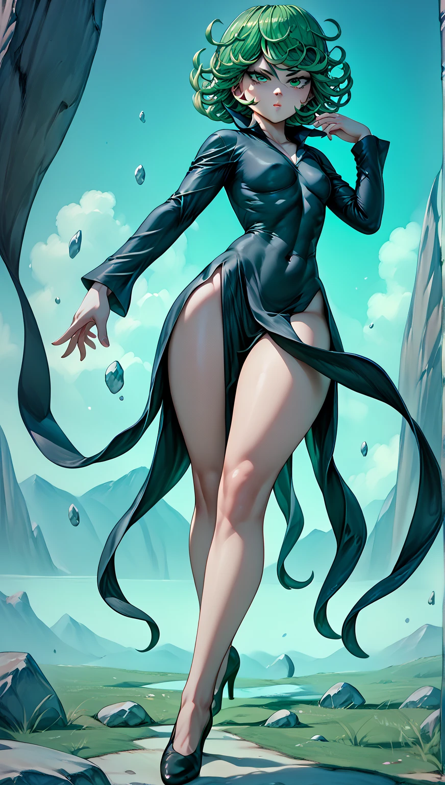1girl full body standing, nice ass, Hairstyle with a braid, white colored hair, Yellow eyes, perfect lighting, muscular, thights, Mature woman, mummy, bellybutton, Abs, looks at the viewer, Extremely huge breasts, Maternal, porcelain skin, extra very long hair, sparkly skin, good face, chest cover, lusftful smirking smile face red blushed