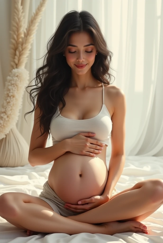 female、2、whole body、
Height: 155cm、Black Hair、long hair、Last month of pregnancy、White underwear、Breast pump